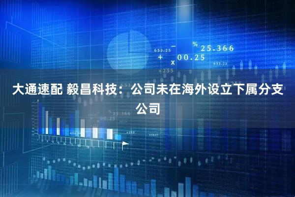 大通速配 毅昌科技：公司未在海外设立下属分支公司