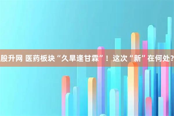 股升网 医药板块“久旱逢甘霖”！这次“新”在何处？
