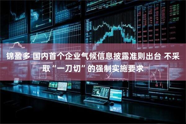 锦盈多 国内首个企业气候信息披露准则出台 不采取“一刀切”的强制实施要求